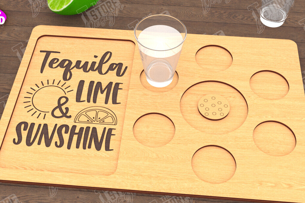 Σετ των 2 Intra απο ξύλο plywood 3mm-4mm πάχος – Τεκίλα Shot Board | Δίσκος σερβιρίσματος Shot Δίασταση  20x20 cm INTRAFABR-115892894