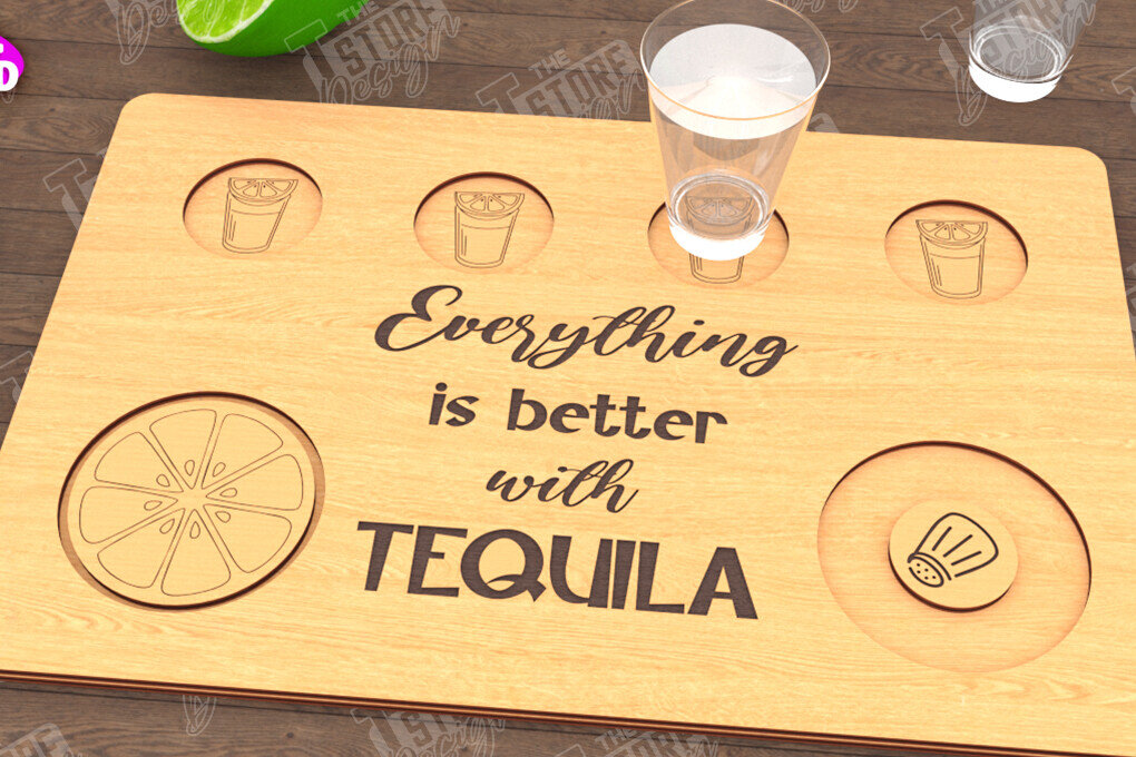 Σετ των 2 Intra απο ξύλο plywood 3mm-4mm πάχος – Τεκίλα Shot Board | Δίσκος σερβιρίσματος Shot Δίασταση  20x20 cm INTRAFABR-115892900