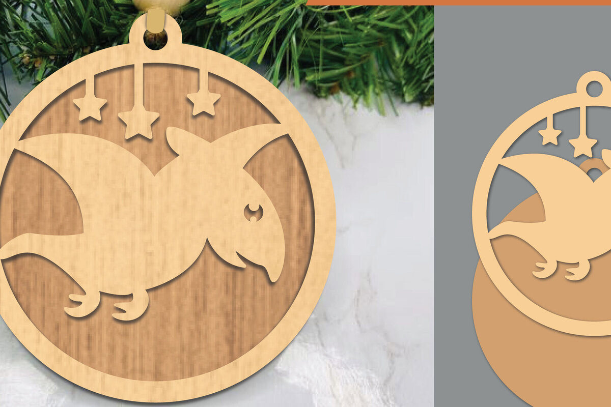 Σετ των 2 Intra απο ξύλο plywood 3mm-4mm πάχος – Terodactyl Στολίδι Δίασταση  20x20 cm INTRAFABR-106021342