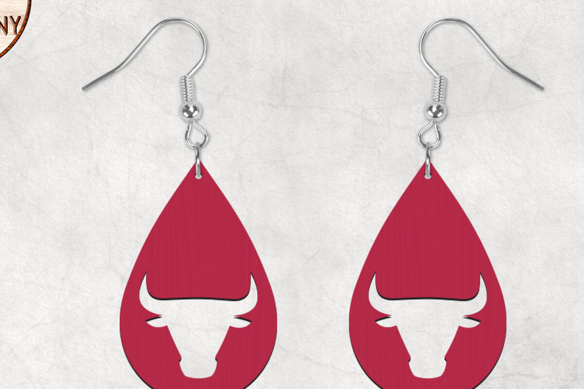 Σετ των 3 Intra απο ξύλο plywood 3mm-4mm πάχος – Texas Longhorns Boho σκουλαρίκια Δίασταση  5x5 cm INTRAFABR-28853586