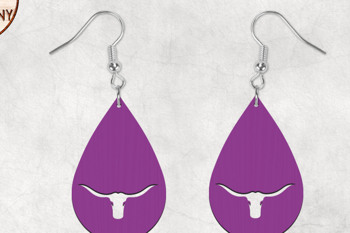 Σετ των 3 Intra απο ξύλο plywood 3mm-4mm πάχος – Texas Longhorns Boho σκουλαρίκια Δίασταση  5x5 cm INTRAFABR-28853170