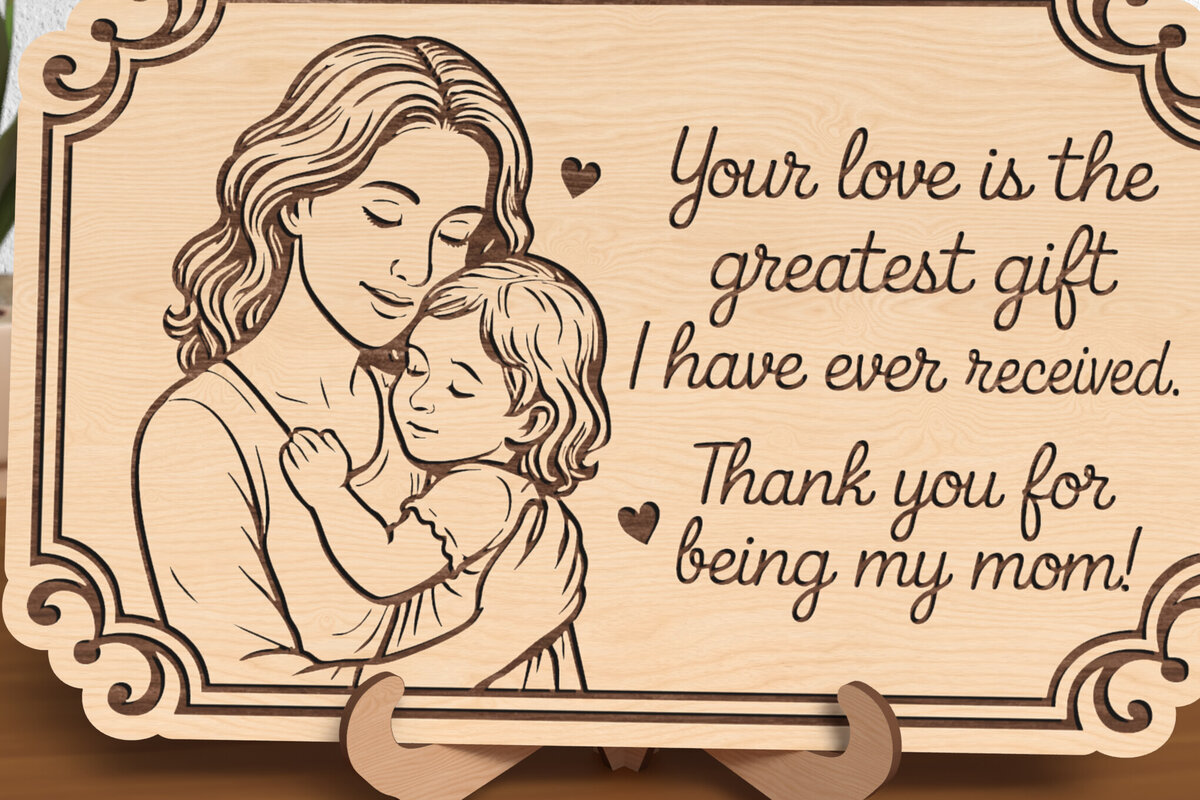 Σετ των 2 Intra απο ξύλο plywood 3mm-4mm πάχος – Ευχαριστώ Mom Gift Plaque Δίασταση  20x20 cm INTRAFABR-119421015
