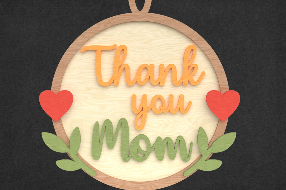 Σετ των 2 Intra απο ξύλο plywood 3mm-4mm πάχος – Ευχαριστώ μαμά Στρογγυλή πινακίδα Δίασταση  20x20 cm INTRAFABR-119239999