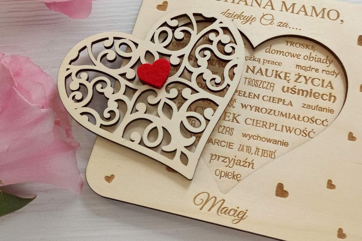 Σετ των 2 Intra απο ξύλο plywood 3mm-4mm πάχος – Χάρη στη μαμά. Δώρο για τη γιορτή της μητέρας. Δίασταση  20x20 cm INTRAFABR-30939137