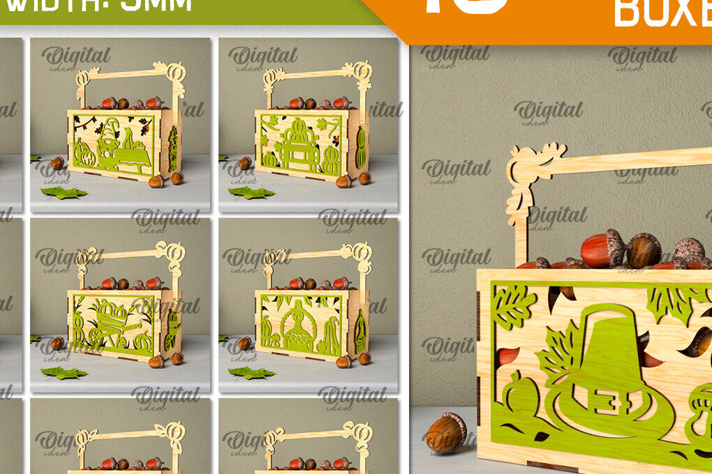 Σετ των 2 Intra απο ξύλο plywood 3mm-4mm πάχος – Δέσμη κοπής με λέιζερ κουτιά των ευχαριστιών Δίασταση  20x20 cm INTRAFABR-106527654