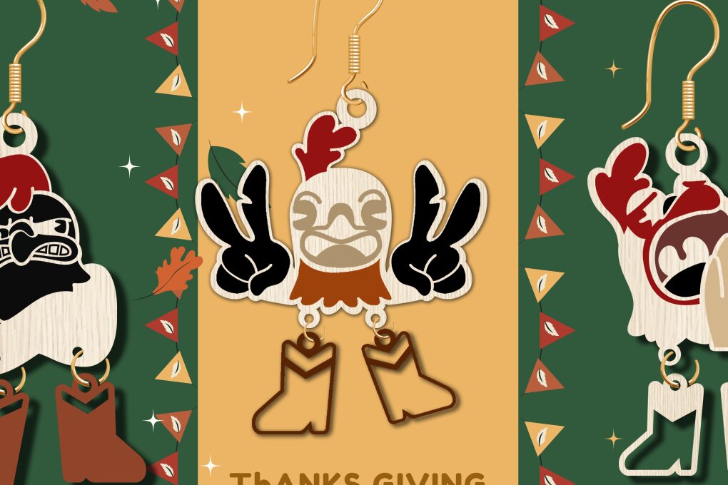 Σετ των 3 Intra απο ξύλο plywood 3mm-4mm πάχος – Ευχαριστιών Σκουλαρίκι κοτόπουλου, Δίασταση  5x5 cm INTRAFABR-101167550