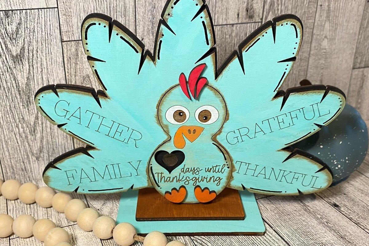 Σετ των 2 Intra απο ξύλο plywood 3mm-4mm πάχος – Laser Αντίστροφης μέτρησης για την Ημέρα των Ευχαριστιών Δίασταση  20x20 cm INTRAFABR-44636708