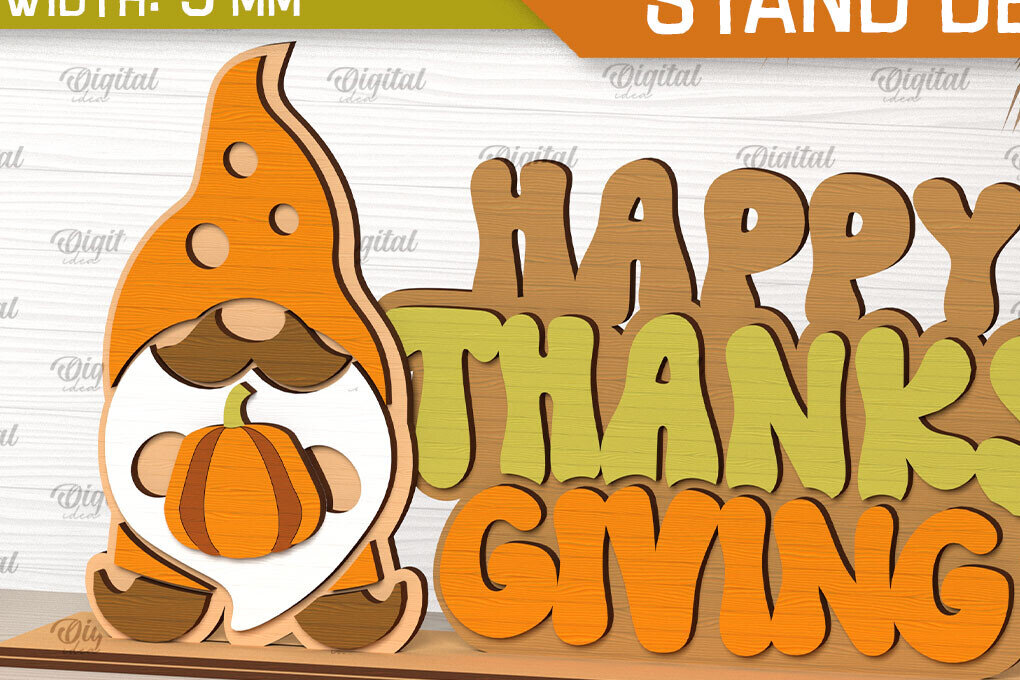 Σετ των 2 Intra απο ξύλο plywood 3mm-4mm πάχος –  κοπής με λέιζερ διακόσμηση για την ημέρα των ευχαριστιών Δίασταση  20x20 cm INTRAFABR-103311753