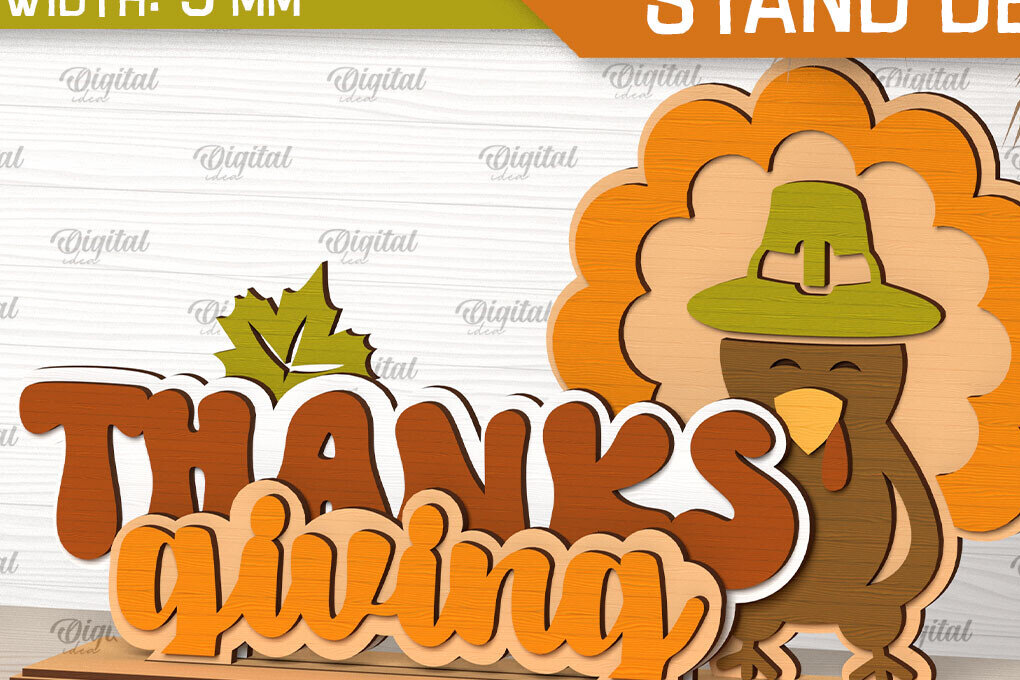 Σετ των 2 Intra απο ξύλο plywood 3mm-4mm πάχος –  κοπής με λέιζερ διακόσμηση για την ημέρα των ευχαριστιών Δίασταση  20x20 cm INTRAFABR-103312046