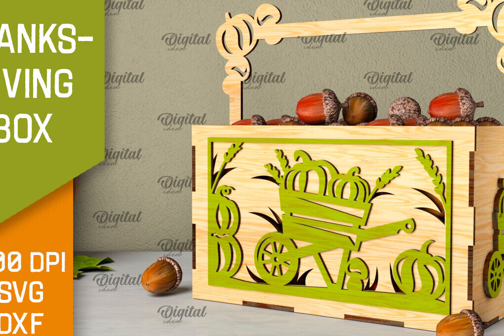 Σετ των 2 Intra απο ξύλο plywood 3mm-4mm πάχος –  κοπής με λέιζερ κουτί μπομπονιών για την ημέρα των ευχαριστιών Δίασταση  20x20 cm INTRAFABR-106454507