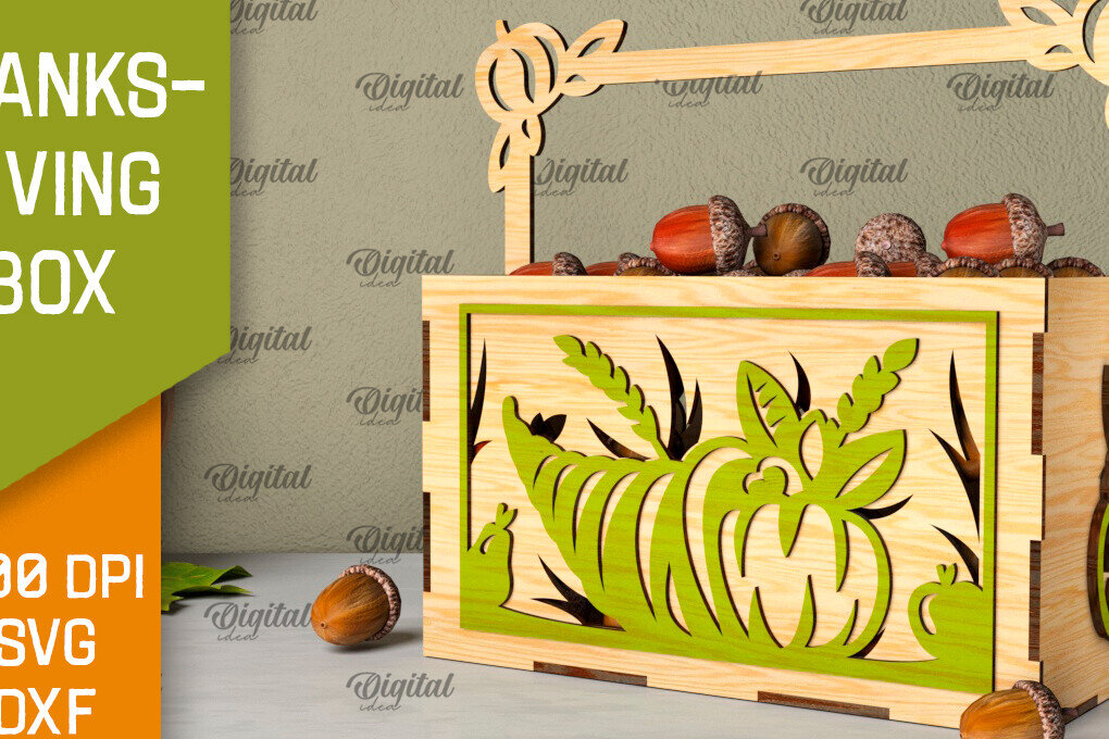 Σετ των 2 Intra απο ξύλο plywood 3mm-4mm πάχος –  κοπής με λέιζερ κουτί μπομπονιών για την ημέρα των ευχαριστιών Δίασταση  20x20 cm INTRAFABR-106454280