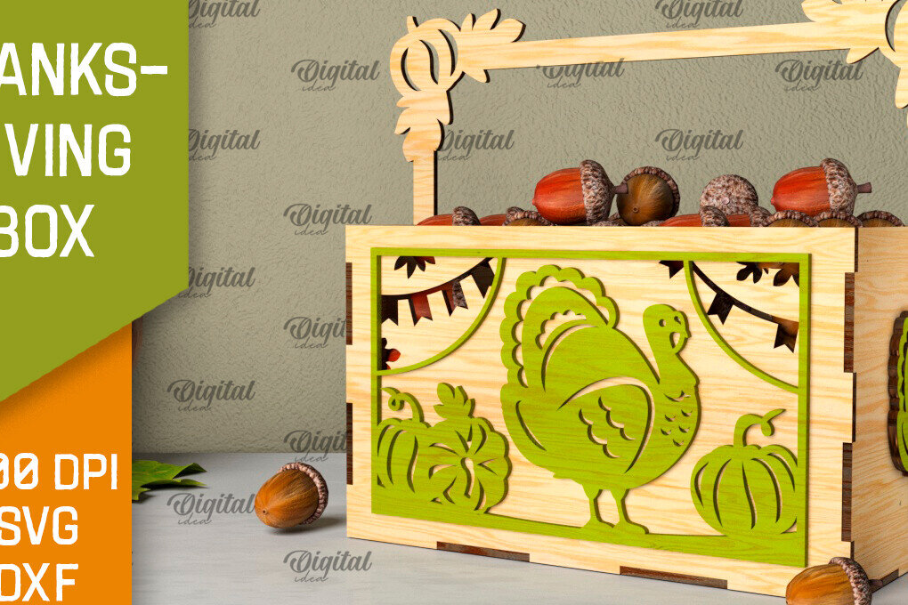 Σετ των 2 Intra απο ξύλο plywood 3mm-4mm πάχος –  κοπής με λέιζερ κουτί μπομπονιών για την ημέρα των ευχαριστιών Δίασταση  20x20 cm INTRAFABR-106454298