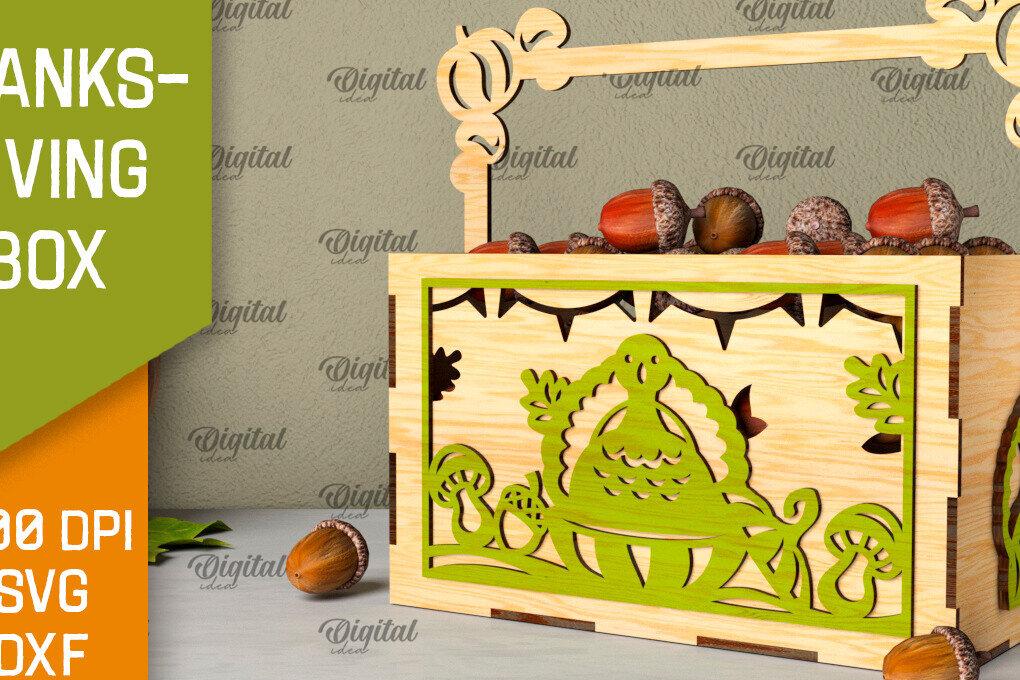 Σετ των 2 Intra απο ξύλο plywood 3mm-4mm πάχος –  κοπής με λέιζερ κουτί μπομπονιών για την ημέρα των ευχαριστιών Δίασταση  20x20 cm INTRAFABR-106454411