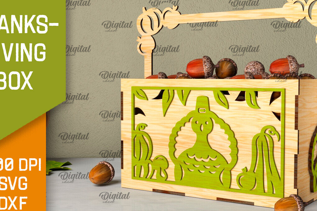 Σετ των 2 Intra απο ξύλο plywood 3mm-4mm πάχος –  κοπής με λέιζερ κουτί μπομπονιών για την ημέρα των ευχαριστιών Δίασταση  20x20 cm INTRAFABR-106454465