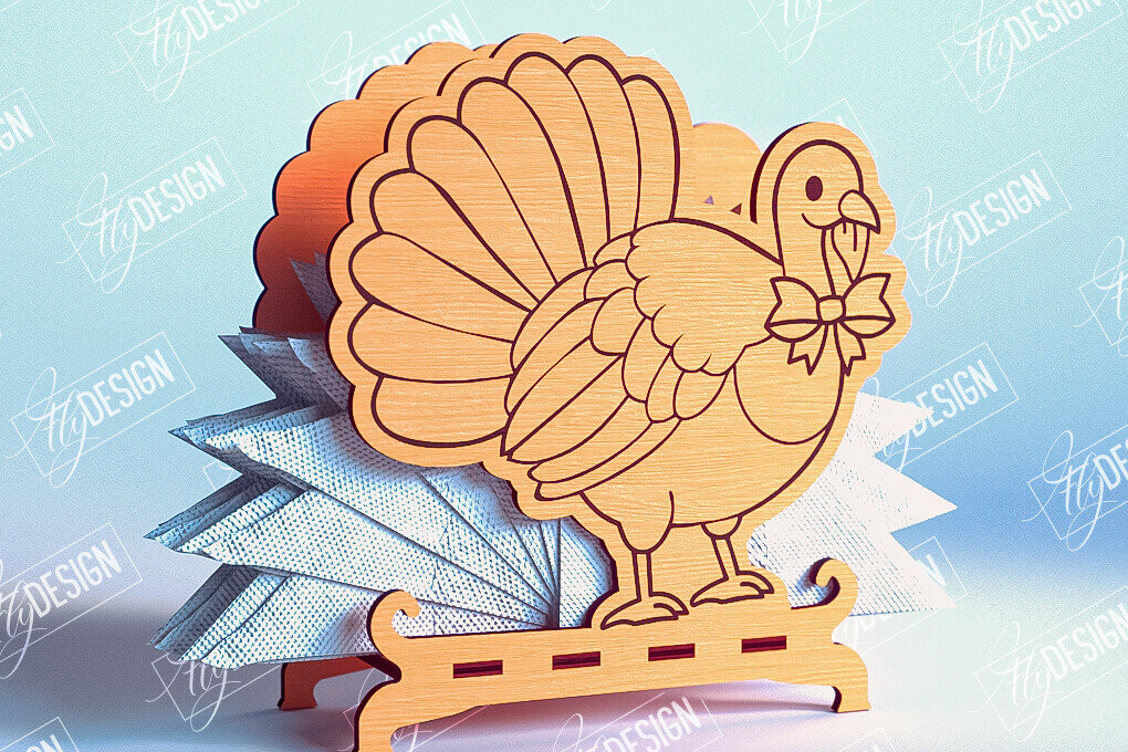 Σετ των 2 Intra απο ξύλο plywood 3mm-4mm πάχος – Θήκη χαρτοπετσέτας για την ημέρα των ευχαριστιών | Αρχείο CNC Δίασταση  20x20 cm INTRAFABR-103788011