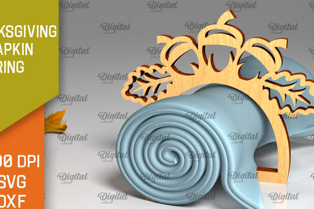 Σετ των 2 Intra απο ξύλο plywood 3mm-4mm πάχος – Δαχτυλίδι χαρτοπετσέτας των Ευχαριστιών LaserCut  Δίασταση  20x20 cm INTRAFABR-103786443