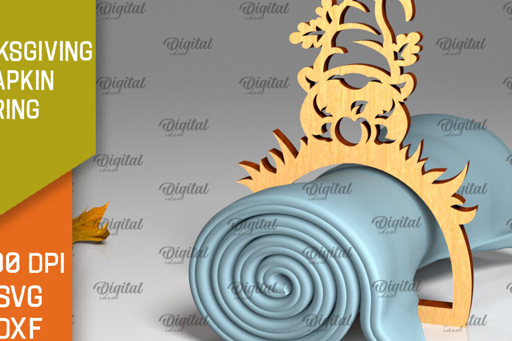 Σετ των 2 Intra απο ξύλο plywood 3mm-4mm πάχος – Δαχτυλίδι χαρτοπετσέτας των Ευχαριστιών LaserCut  Δίασταση  20x20 cm INTRAFABR-103786456