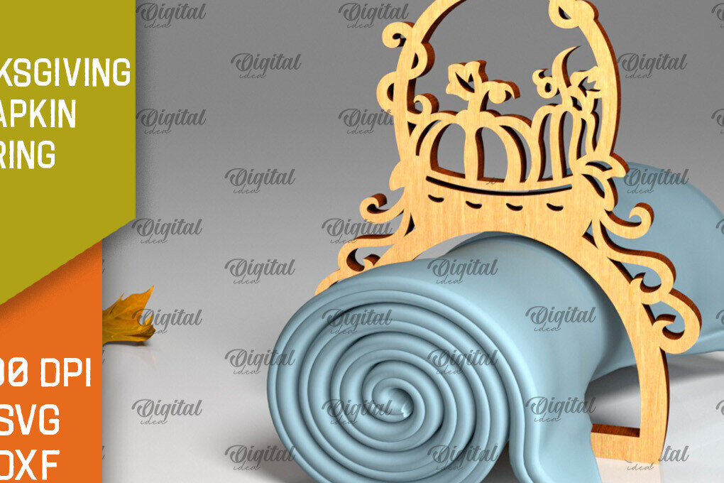 Σετ των 2 Intra απο ξύλο plywood 3mm-4mm πάχος – Δαχτυλίδι χαρτοπετσέτας των Ευχαριστιών LaserCut  Δίασταση  20x20 cm INTRAFABR-103786470