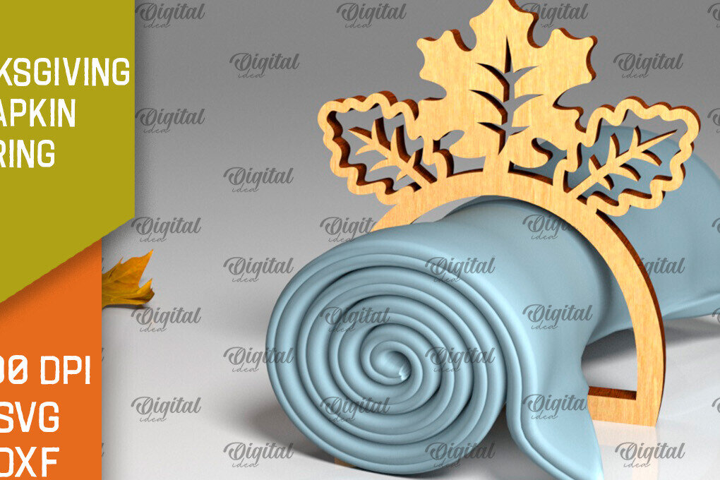 Σετ των 2 Intra απο ξύλο plywood 3mm-4mm πάχος – Δαχτυλίδι χαρτοπετσέτας των Ευχαριστιών LaserCut  Δίασταση  20x20 cm INTRAFABR-103786491