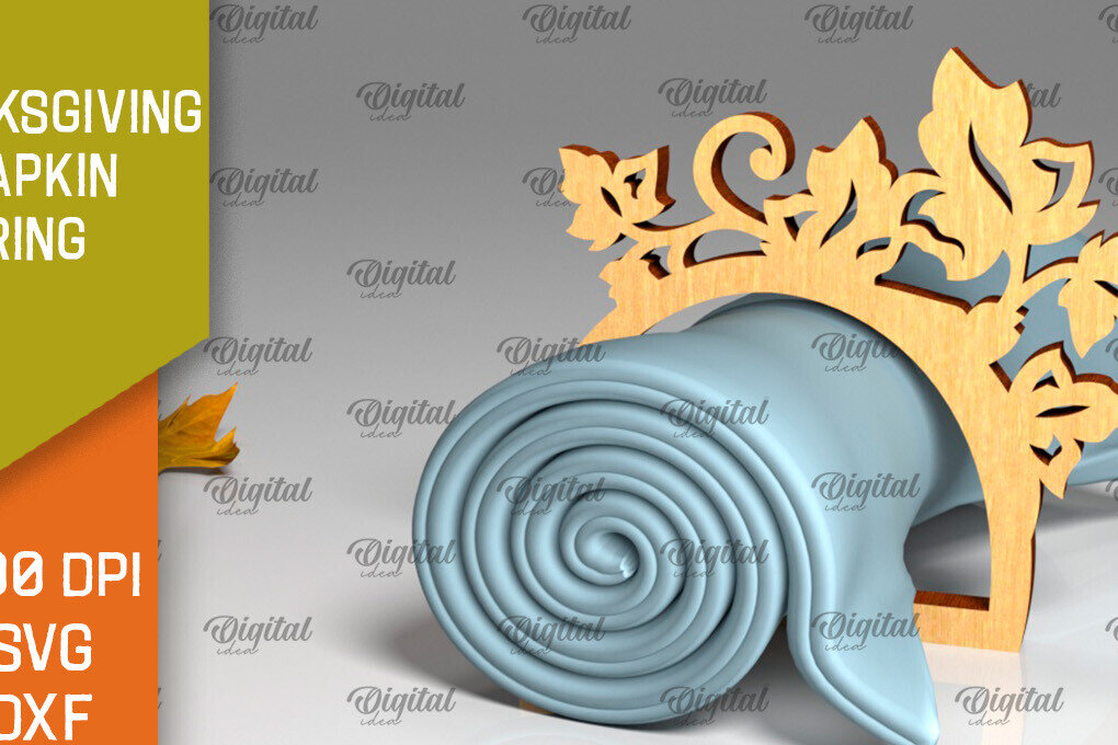 Σετ των 2 Intra απο ξύλο plywood 3mm-4mm πάχος – Δαχτυλίδι χαρτοπετσέτας των Ευχαριστιών LaserCut  Δίασταση  20x20 cm INTRAFABR-103786243