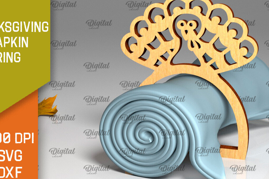 Σετ των 2 Intra απο ξύλο plywood 3mm-4mm πάχος – Δαχτυλίδι χαρτοπετσέτας των Ευχαριστιών LaserCut  Δίασταση  20x20 cm INTRAFABR-103786295