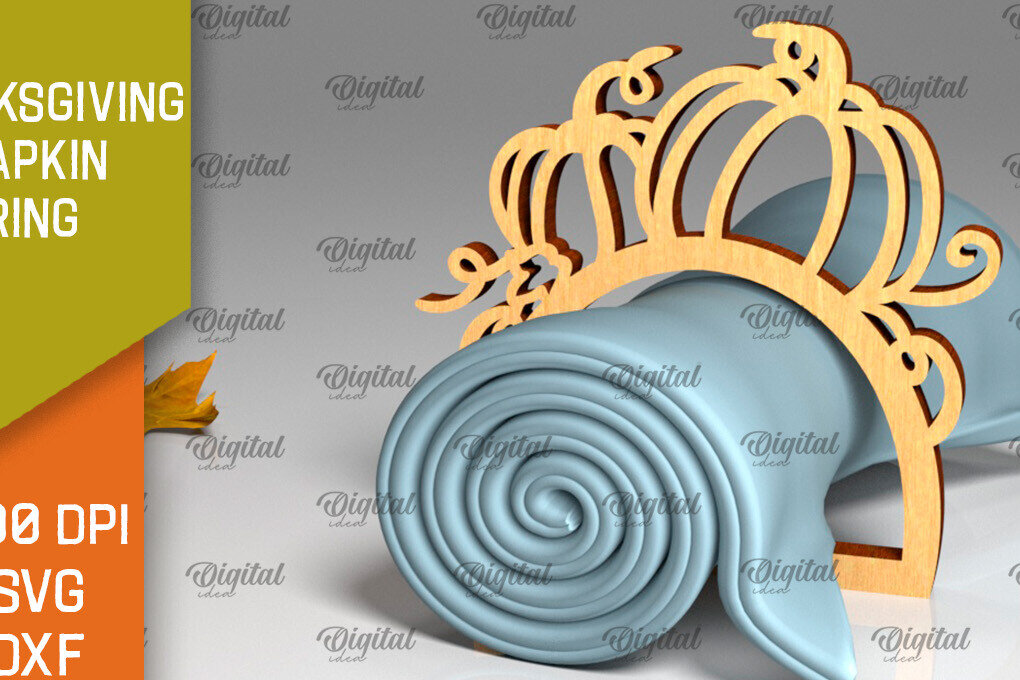 Σετ των 2 Intra απο ξύλο plywood 3mm-4mm πάχος – Δαχτυλίδι χαρτοπετσέτας των Ευχαριστιών LaserCut  Δίασταση  20x20 cm INTRAFABR-103786308