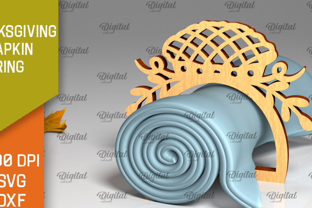 Σετ των 2 Intra απο ξύλο plywood 3mm-4mm πάχος – Δαχτυλίδι χαρτοπετσέτας των Ευχαριστιών LaserCut  Δίασταση  20x20 cm INTRAFABR-103786386