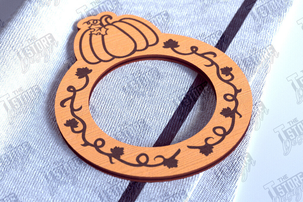 Σετ των 2 Intra απο ξύλο plywood 3mm-4mm πάχος – Δαχτυλίδια χαρτοπετσέτας ημέρας των ευχαριστιών | Αρχείο CNC Δίασταση  20x20 cm INTRAFABR-103791951