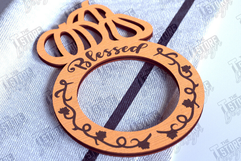 Σετ των 2 Intra απο ξύλο plywood 3mm-4mm πάχος – Δαχτυλίδια χαρτοπετσέτας ημέρας των ευχαριστιών | Αρχείο CNC Δίασταση  20x20 cm INTRAFABR-103791927