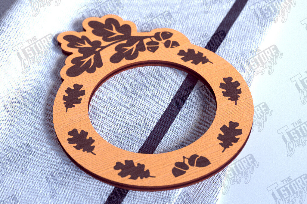 Σετ των 2 Intra απο ξύλο plywood 3mm-4mm πάχος – Δαχτυλίδια χαρτοπετσέτας ημέρας των ευχαριστιών | Αρχείο CNC Δίασταση  20x20 cm INTRAFABR-103791933