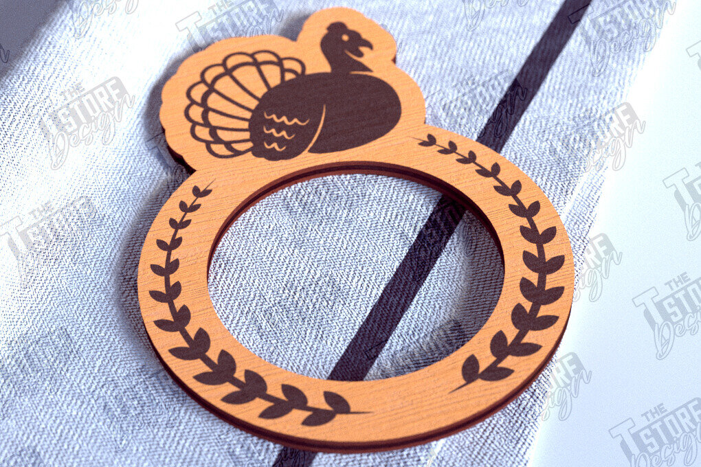 Σετ των 2 Intra απο ξύλο plywood 3mm-4mm πάχος – Δαχτυλίδια χαρτοπετσέτας ημέρας των ευχαριστιών | Αρχείο CNC Δίασταση  20x20 cm INTRAFABR-103791947