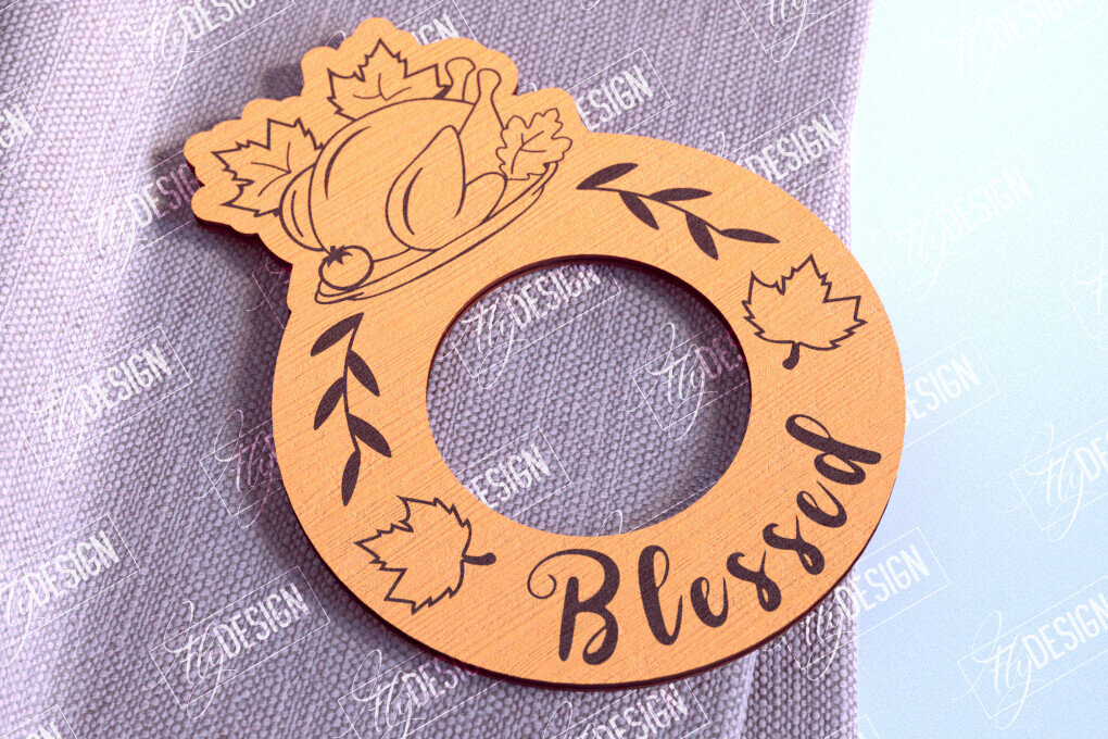 Σετ των 2 Intra απο ξύλο plywood 3mm-4mm πάχος – Δαχτυλίδια Χαρτοπετσέτας Ευχαριστιών V.1 | Αρχείο CNC Δίασταση  20x20 cm INTRAFABR-103789483