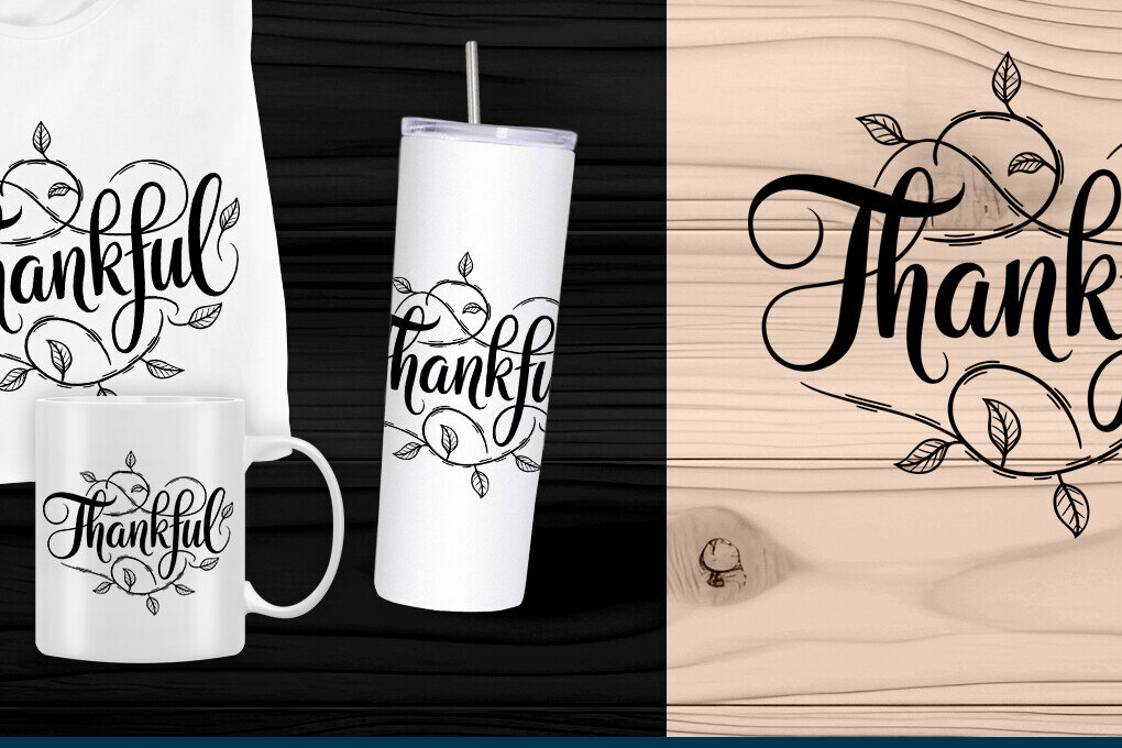 Σετ των 2 Intra απο ξύλο plywood 3mm-4mm πάχος – Ημέρα των Ευχαριστιών Thankful Δίασταση  20x20 cm INTRAFABR-109567944