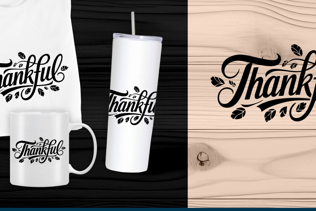 Σετ των 2 Intra απο ξύλο plywood 3mm-4mm πάχος – Ημέρα των Ευχαριστιών Thankful Δίασταση  20x20 cm INTRAFABR-109567588