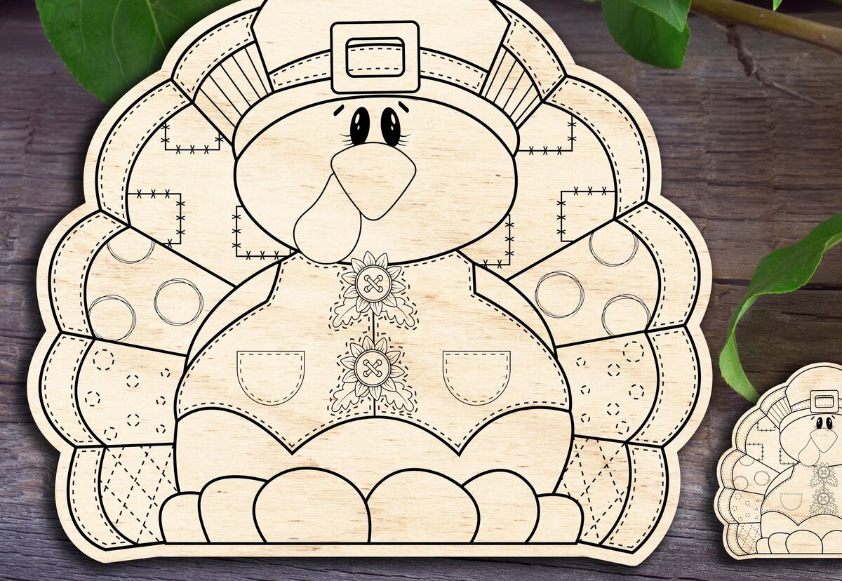 Σετ των 2 Intra απο ξύλο plywood 3mm-4mm πάχος – Ημέρα των Ευχαριστιών Τουρκία Δίασταση  20x20 cm INTRAFABR-30942239