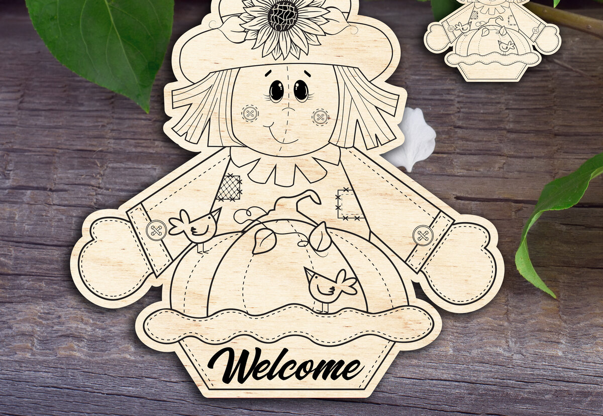 Σετ των 2 Intra απο ξύλο plywood 3mm-4mm πάχος – Σημάδι καλωσορίσματος για την Ημέρα των Ευχαριστιών Δίασταση  20x20 cm INTRAFABR-30602922