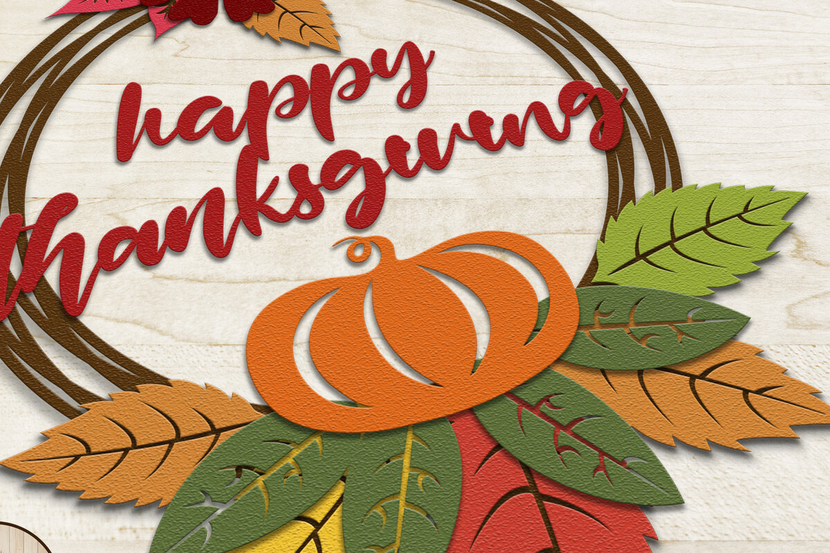 Σετ των 2 Intra απο ξύλο plywood 3mm-4mm πάχος – Στεφάνι των Ευχαριστιών Δίασταση  20x20 cm INTRAFABR-16493296