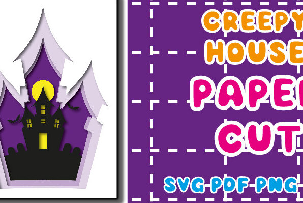 Σετ των 2 Intra απο ξύλο plywood 3mm-4mm πάχος – The Creepy House Paper Cut Δίασταση  20x20 cm INTRAFABR-77746247