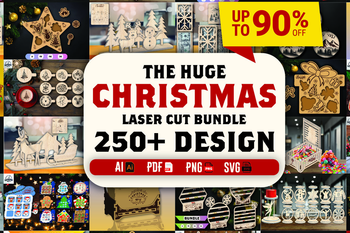 Σετ των 2 Intra απο ξύλο plywood 3mm-4mm πάχος – The Huge Christmas Cut Bundle Δίασταση  20x20 cm INTRAFABR-108667831