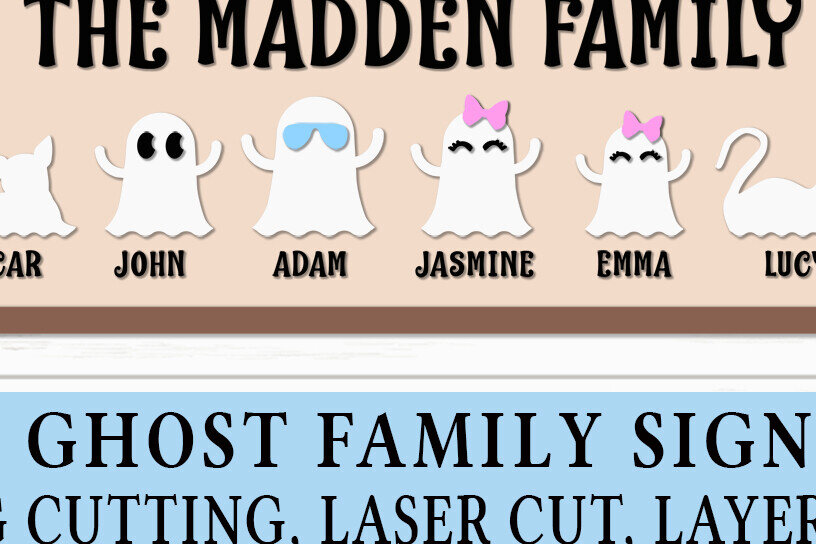 Σετ των 2 Intra απο ξύλο plywood 3mm-4mm πάχος – Το MADDEN FAMILY Family Ghost Δίασταση  20x20 cm INTRAFABR-106475843