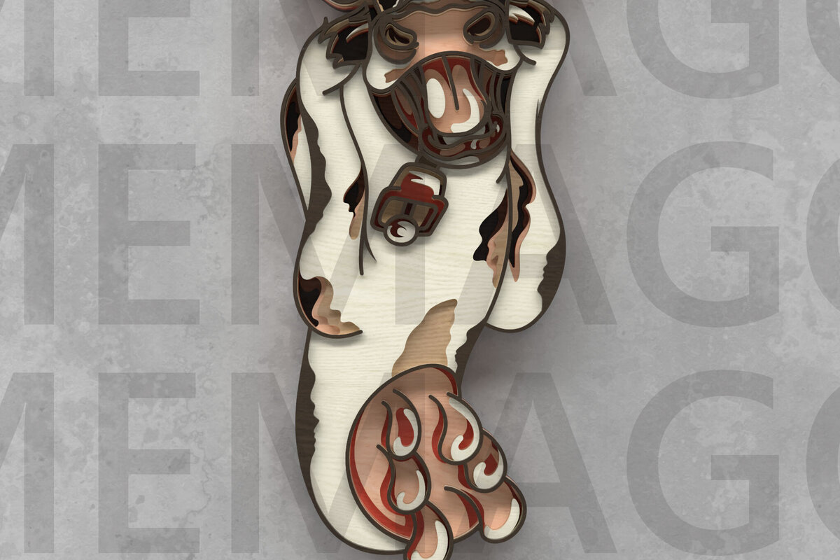 Intra απο ξύλο plywood 3mm-4mm πάχος – The Moo Scream – Funny Cow Wall Art Δίασταση  40x30 cm INTRAFABR-121409300