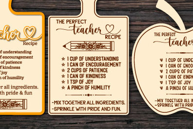 Σετ των 2 Intra απο ξύλο plywood 3mm-4mm πάχος – The Perfect Teacher Recipe Cut Laser Δίασταση  20x20 cm INTRAFABR-99321980