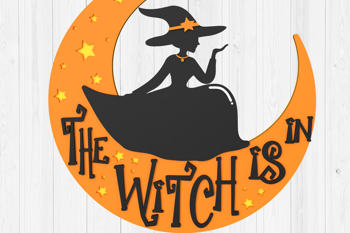 Σετ των 2 Intra απο ξύλο plywood 3mm-4mm πάχος – Η μάγισσα βρίσκεται σε αρχείο αποκοπής με λέιζερ Δίασταση  20x20 cm INTRAFABR-105736578