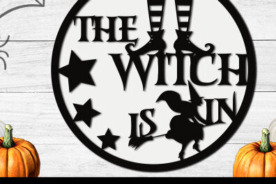 Σετ των 2 Intra απο ξύλο plywood 3mm-4mm πάχος – Η Μάγισσα είναι στο, Glowforge Halloween Δίασταση  20x20 cm INTRAFABR-18315008