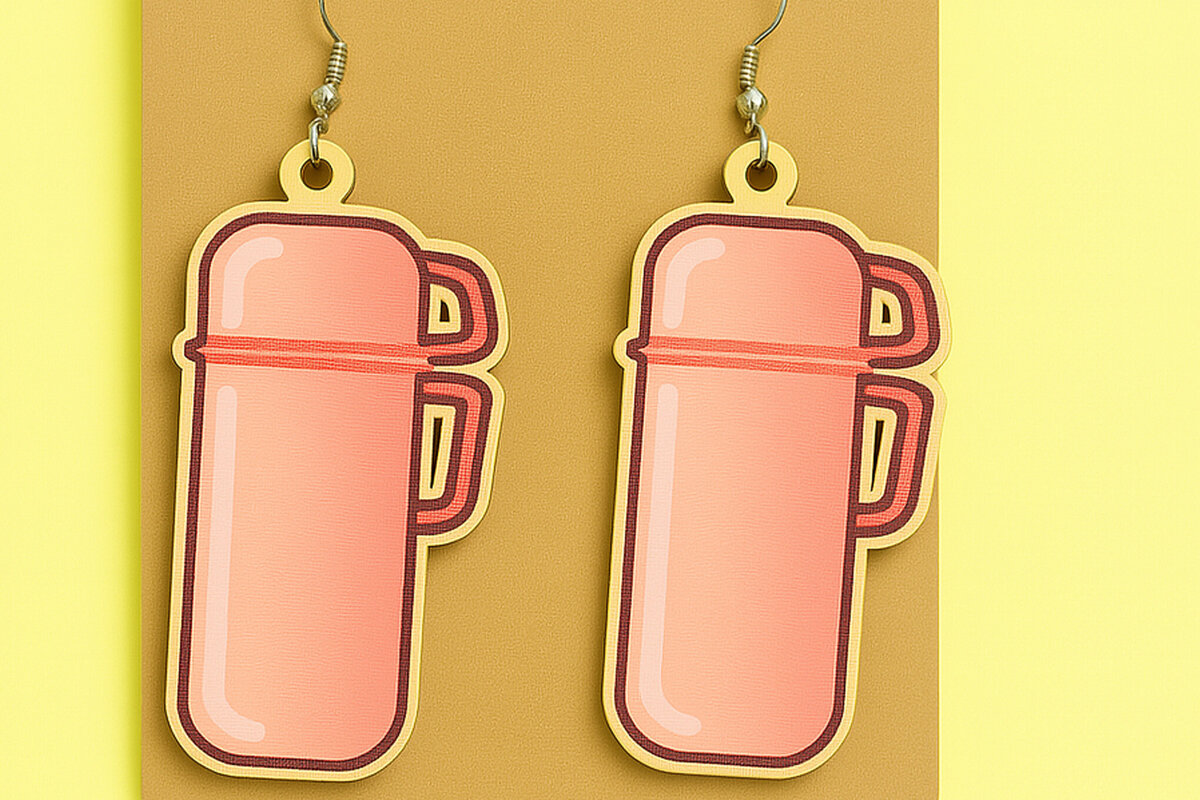 Σετ των 3 Intra απο ξύλο plywood 3mm-4mm πάχος – Σκουλαρίκια Thermos Bottle Δίασταση  5x5 cm INTRAFABR-124974646