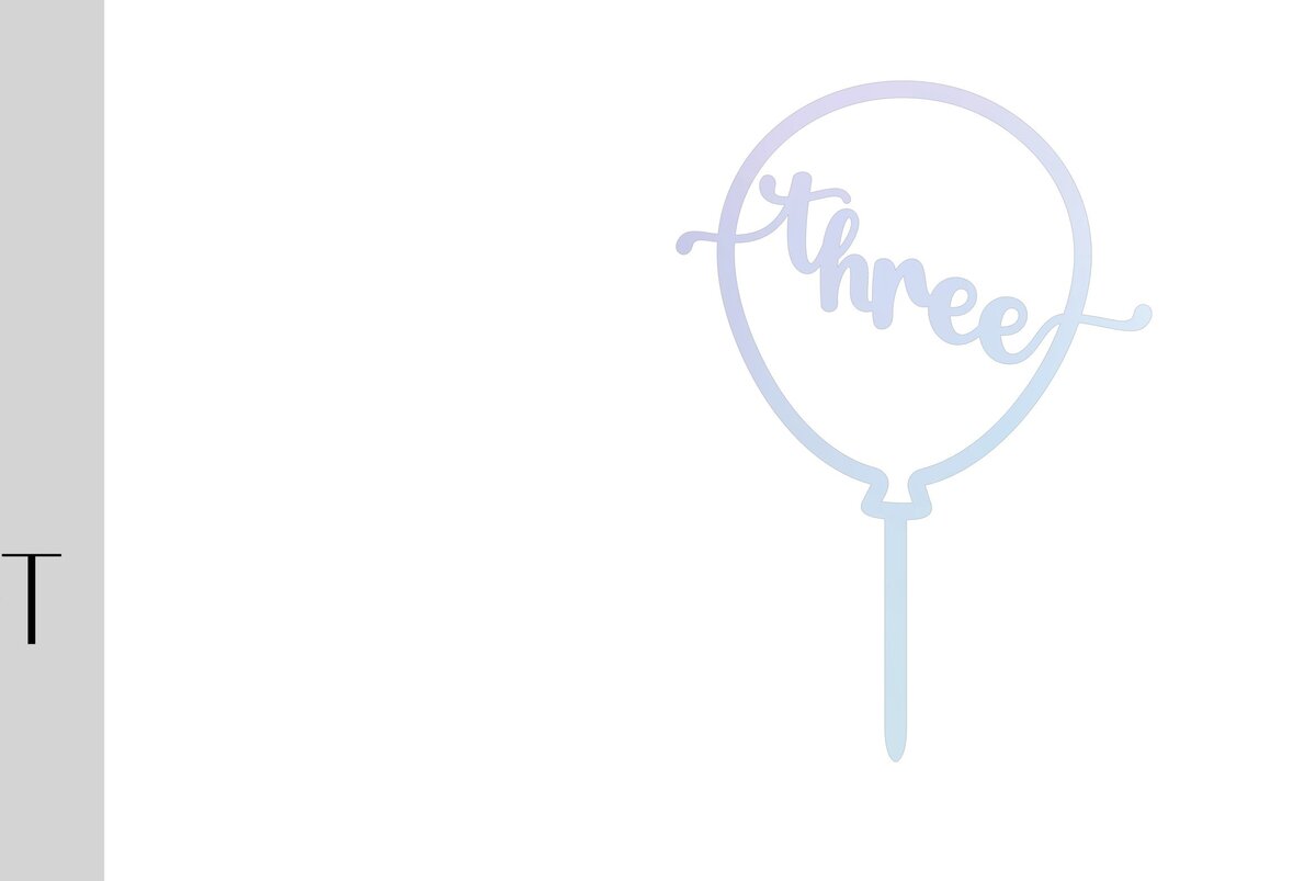 Σετ των 2 Intra απο ξύλο plywood 3mm-4mm πάχος – Third Birthday Balloon Cake Topper Δίασταση  20x20 cm INTRAFABR-9805195