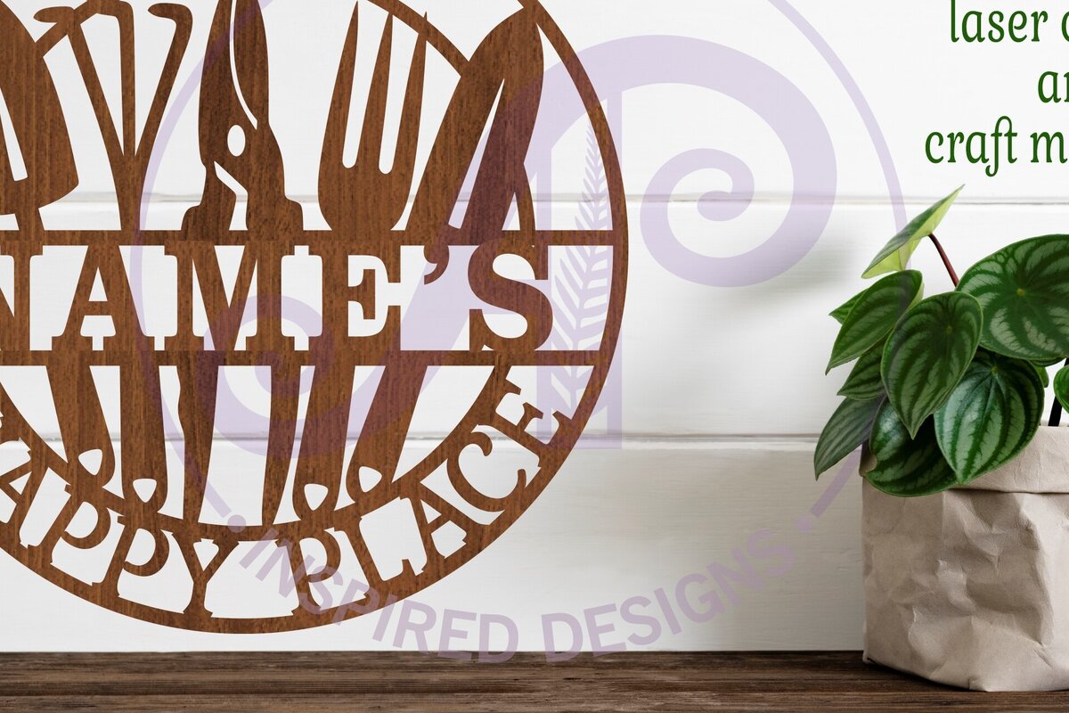 Σετ των 2 Intra απο ξύλο plywood 3mm-4mm πάχος – Αυτό είναι το σημάδι Names Gardening Happy Place Δίασταση  20x20 cm INTRAFABR-85074605