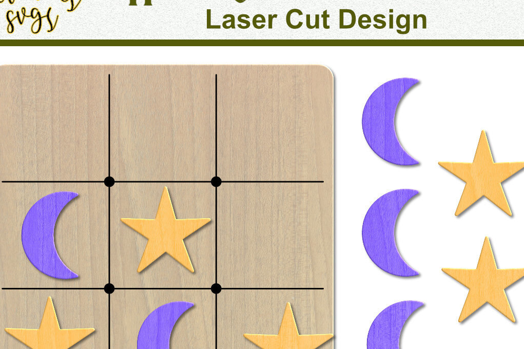 Σετ των 2 Intra απο ξύλο plywood 3mm-4mm πάχος – Αρχείο κοπής με λέιζερ επιτραπέζιο παιχνίδι Tic Tac Toe Δίασταση  20x20 cm INTRAFABR-62544023