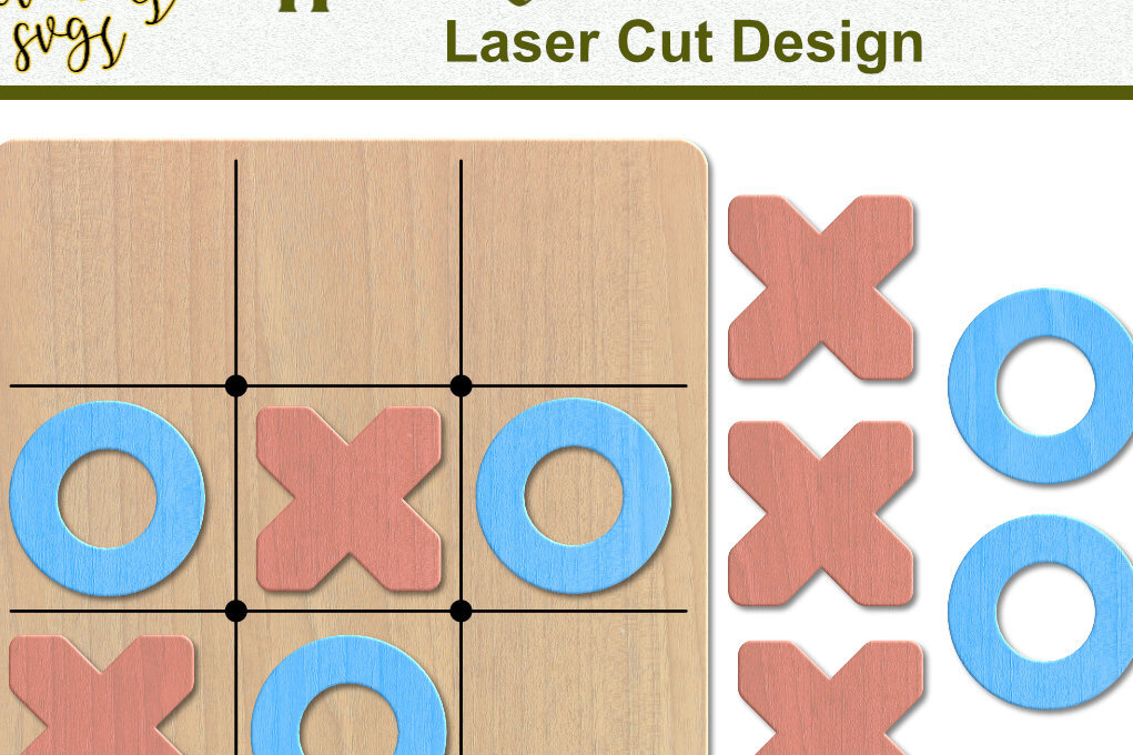 Σετ των 2 Intra απο ξύλο plywood 3mm-4mm πάχος – Αρχείο κοπής με λέιζερ επιτραπέζιο παιχνίδι Tic Tac Toe Δίασταση  20x20 cm INTRAFABR-62537970