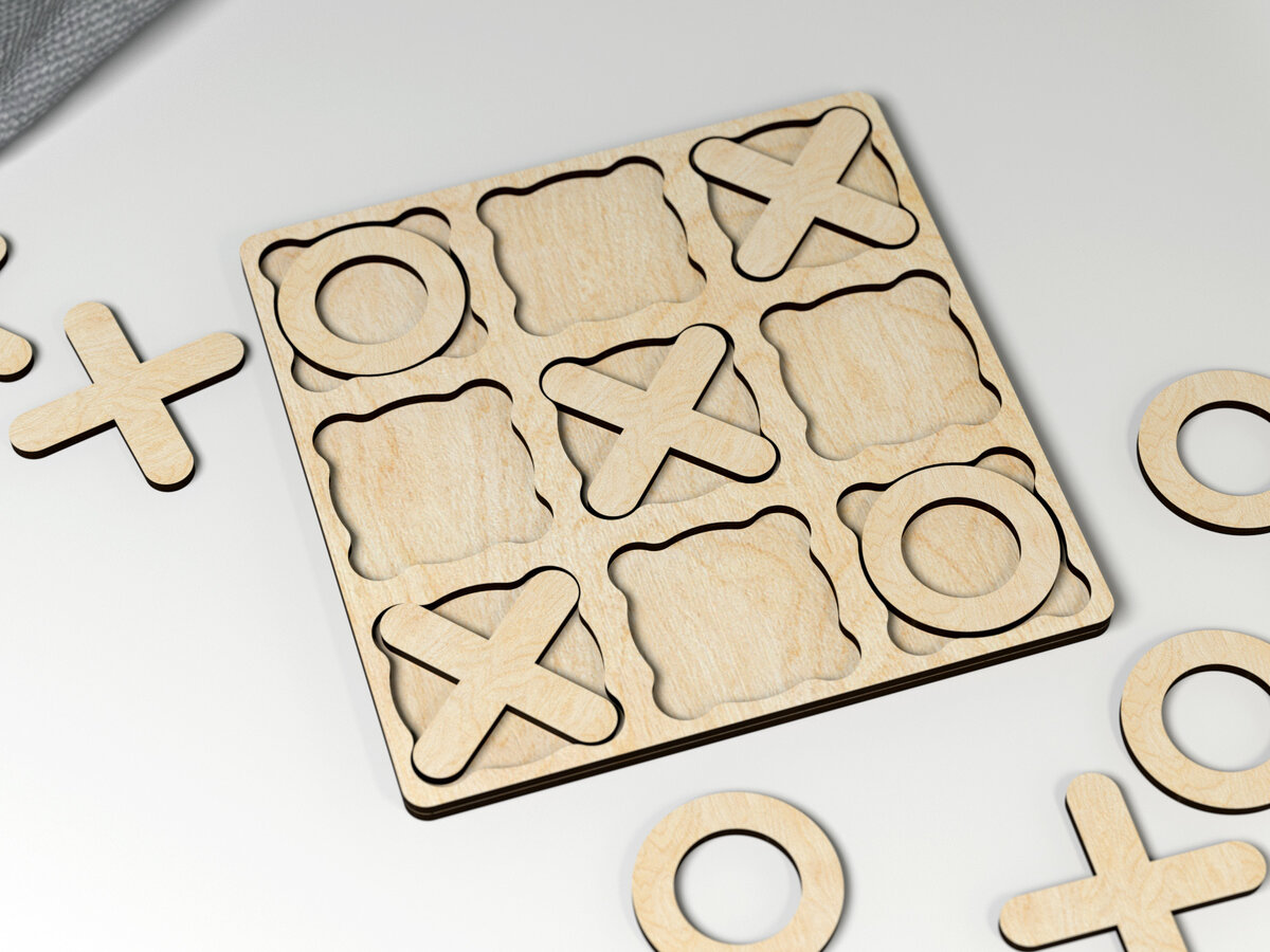 Σετ των 2 Intra απο ξύλο plywood 3mm-4mm πάχος – Παιχνίδι Tic Tac Toe Δίασταση  20x20 cm INTRAFABR-27336149